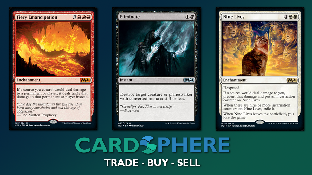 MTG Fiery Emancipation – Core Set 2021 (M21), Mythic Red Enchantment #143, Near Mint